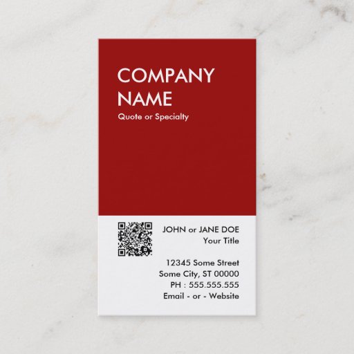 Customizable maroon bold design your own QR code Business Cards