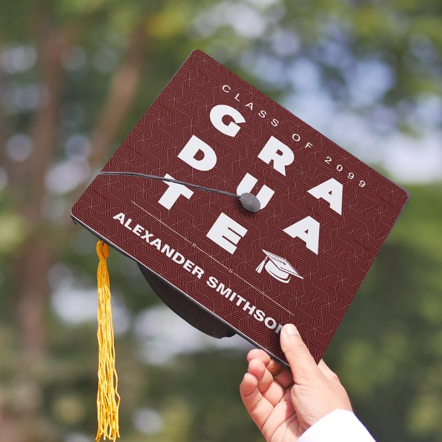 Maroon Bold GRADUATE Letters and Cap Graduation (Creator Uploaded)