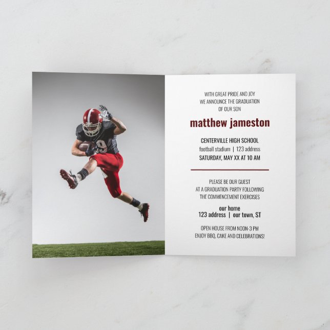 Maroon Bold & Modern Photo Graduation Invitation (Inside)