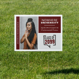 Maroon Boxes & Photo Graduation Sign