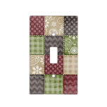Maroon, Brown, Tan, &amp; Green Quilt Look Light Switch Cover at Zazzle
