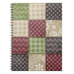 Maroon, Brown, Tan, & Green Quilt Look Notebook