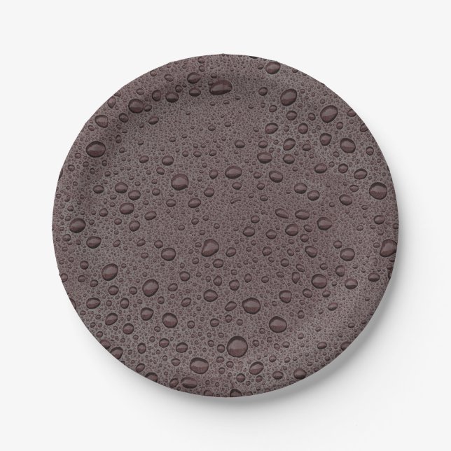 Maroon brown water droplets paper plates (Front)