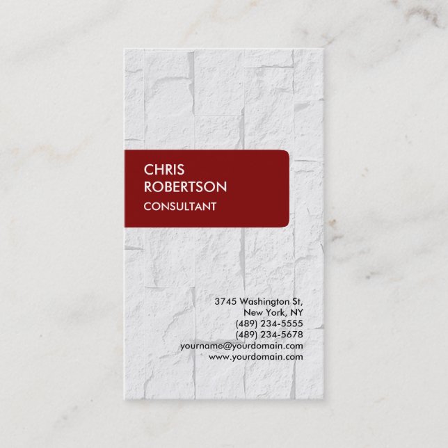 Maroon Brownish Red Brick Wall Business Card (Front)