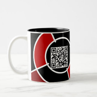 maroon bullseye QR code Two-Tone Coffee Mug