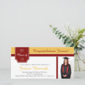 Maroon Burgundy Gold Photo Graduation Party Invite (Standing Front)