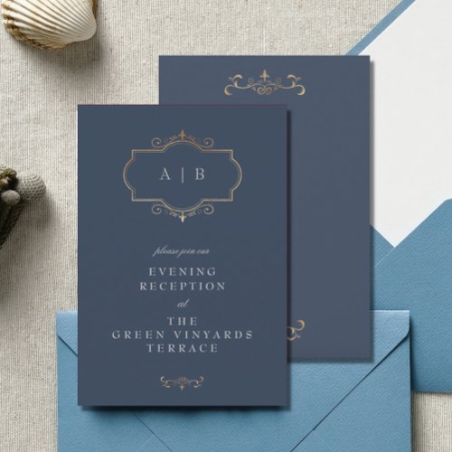 maroon burgundy navy blue classic gold monogram enclosure card