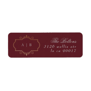 maroon burgundy navy blue traditional gold return label
