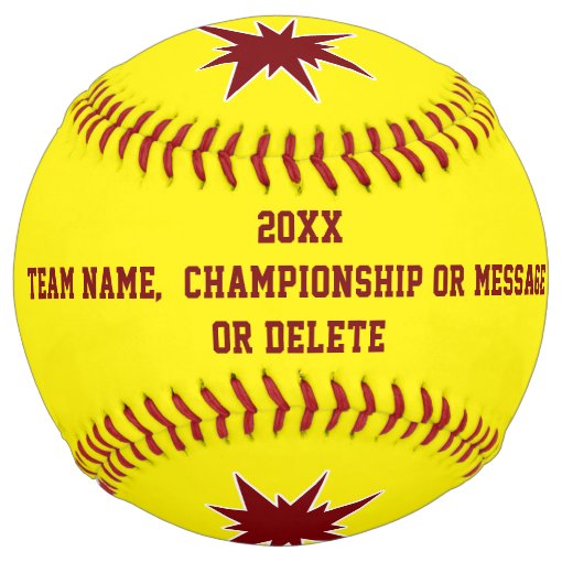 Maroon Burgundy PHOTO Personalized Softball Ball | Zazzle