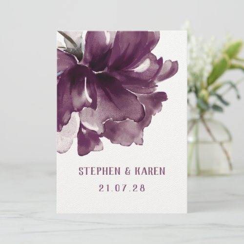 Maroon Burgundy Poppy Elegant Wedding Invitation