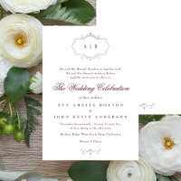 maroon burgundy silver classic monogram wedding