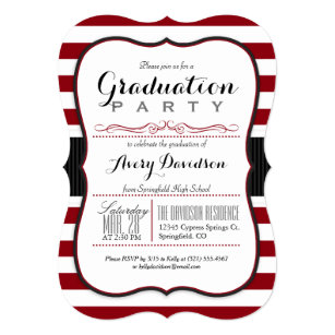 Maroon And White Graduation Invitations 4