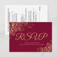 Maroon Burgundy with Elegant Gold Lace Wedding