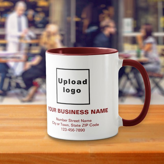 Maroon Business Brand Texts on Combo Mug (Build brand name awareness. Maroon and white combo mug with your business brand.)