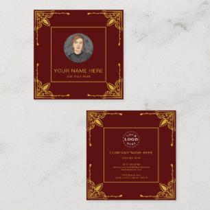 Maroon Calling Card Featuring Metallic Gold