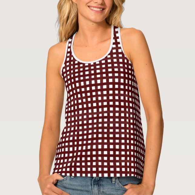 Maroon Check Gameday Racerback Top (Front)
