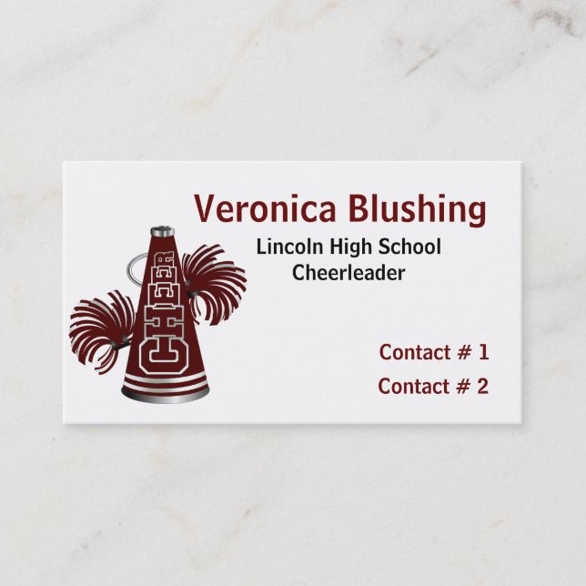Maroon Cheerleader Business / Calling Card (Front)