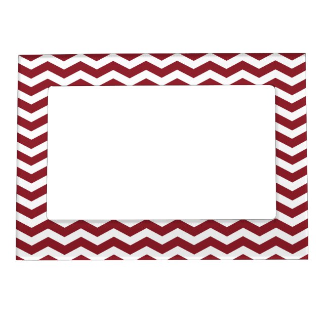 Maroon Chevron Pattern Picture Frame Magnet (Front)