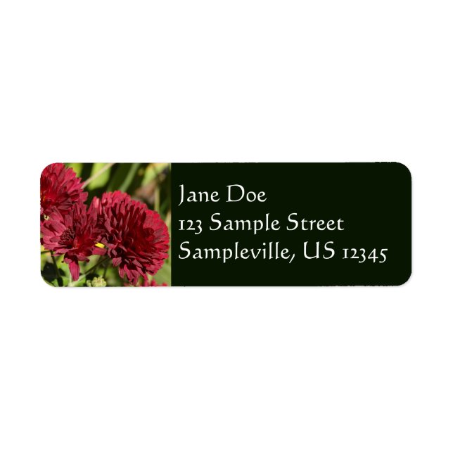 Maroon Chrysanthemums Label (Front)