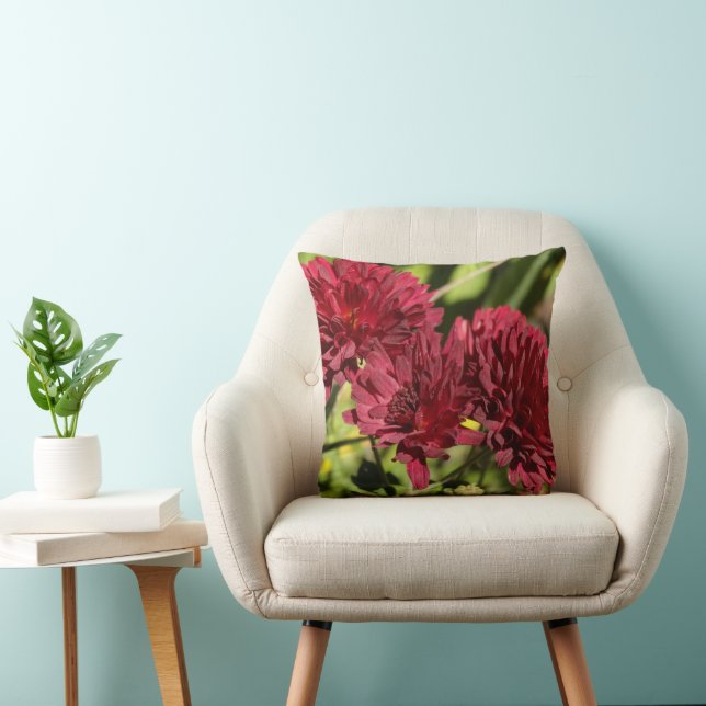 Maroon Chrysanthemums Throw Pillow (Chair)
