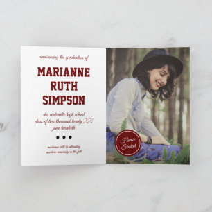 Maroon Circles Photo Graduation Invitation