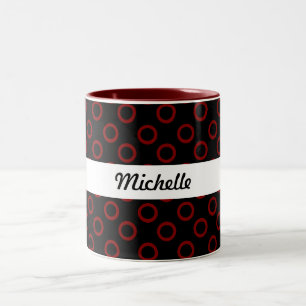 Maroon Circles w/Black Two-Tone Coffee Mug