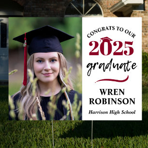 Maroon Class of 2025 Double Sided Graduation Photo Sign