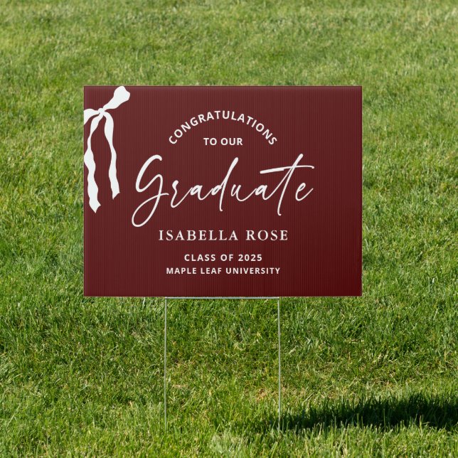 Maroon class of 2025 Graduation Party Yard Outdoor Sign (Insitu)