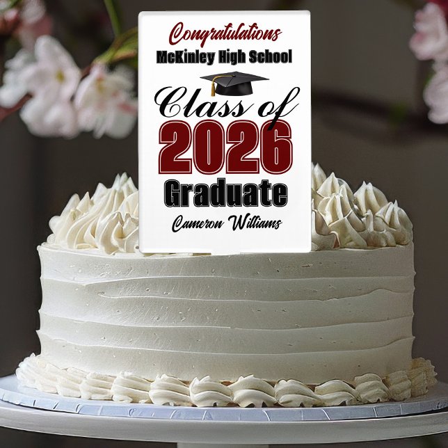 Maroon Class of 2026 Custom Graduation Party Cake Topper (Creator Uploaded)
