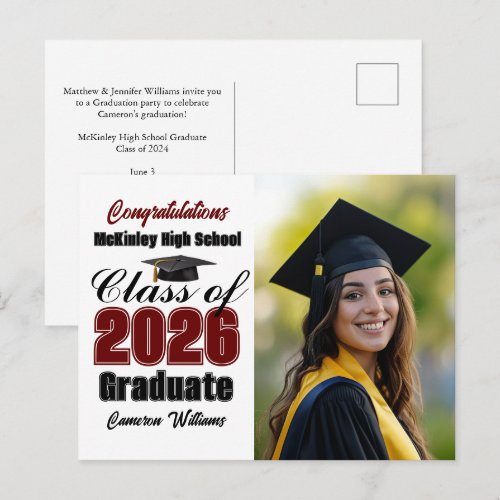 Maroon Class of 2026 Graduate Photo Graduation