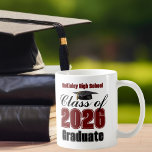 Maroon Class of 2026 Graduation Keepsake Coffee Mug<br><div class="desc">Customize your own maroon high school Class of 2026 graduate keepsake mug for a graduation party. Cool varsity letters for the year on a great custom commemorative gift for seniors. Classic keepsake with your student photograph.</div>