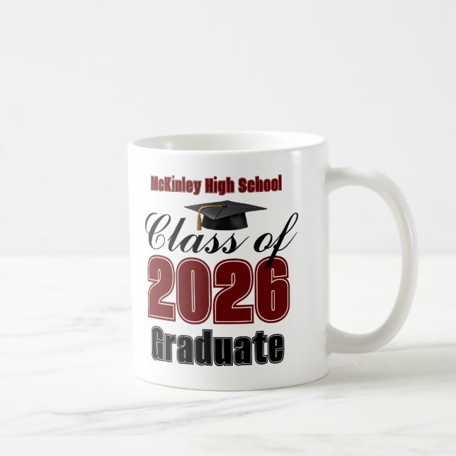 Maroon Class of 2026 Graduation Keepsake Coffee Mug (Right)