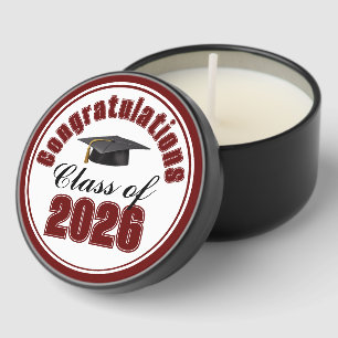 Maroon Class of 2026 Graduation Party Mini Candle Favors