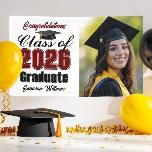 Maroon Class of 2026 Graduation Party Photo