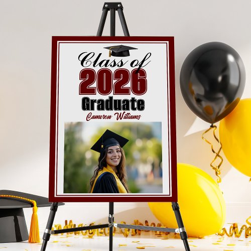 Maroon Class of 2026 Photo Custom Graduation Party