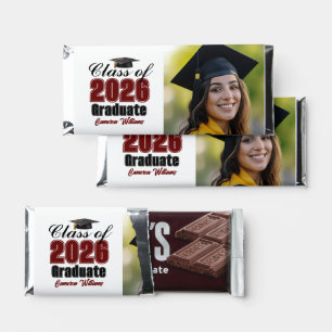 Maroon Class of 2026 Photo Graduation Party Hershey Bar Favors
