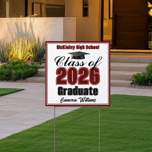 Maroon Class of 2026 Small Graduation Yard Sign