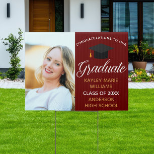Maroon Congratulations Graduate Photo Graduation Sign
