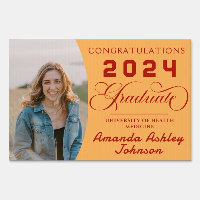 Maroon Congratulations Graduate Photo Graduation  Sign (Front)