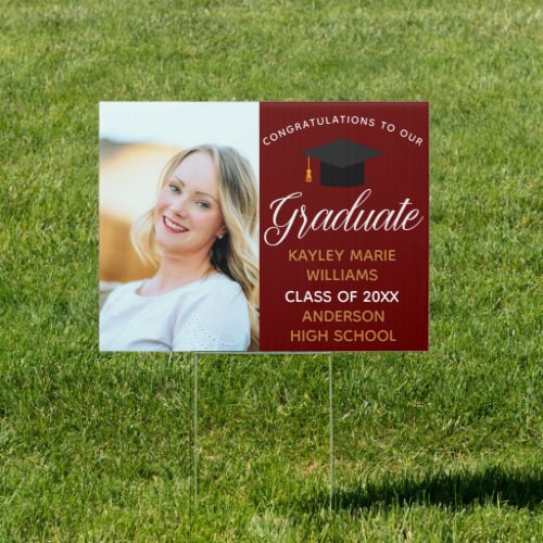 Maroon Congratulations Graduate Photo Graduation Sign