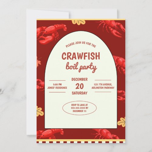 Maroon Crawfish Boil Party Picnic Celebration Invitation