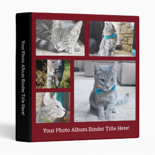 Maroon Create Your Own Collage Personalized Photo 3 Ring Binder