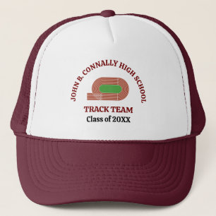 Maroon Cross Country Runner Custom Track Team Trucker Hat