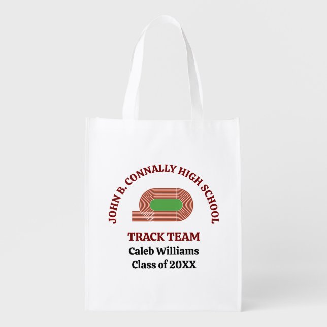 Maroon Cross Country Running Custom Team Grocery Bag (Front)