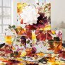 Maroon & Curry Peony Floral Garden Wrapping Paper Sheets