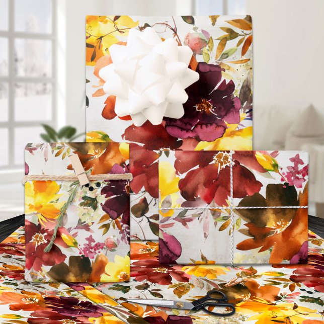 Maroon & Curry Peony Floral Garden Wrapping Paper Sheets (Maroon & Curry Peony Floral Garden Wrapping Paper Sheets)