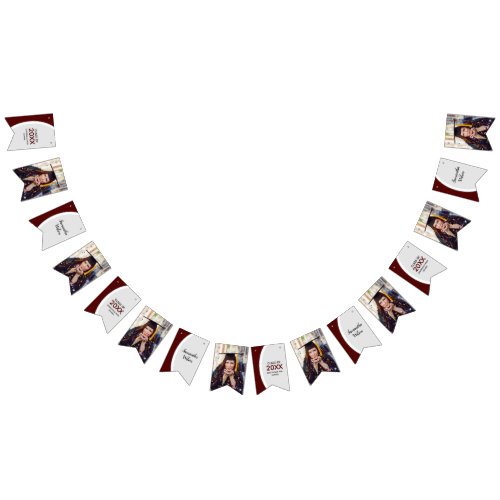 Maroon Curved Frame Photo Graduation Bunting Flags