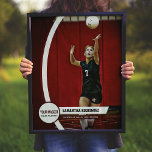 Maroon Curved Frame School Photo Poster<br><div class="desc">Simple and modern design features your student's photo with a double curved frame down one side. Great way to show off your pride at their achievements in athletics, music, or other activity, or as a gift for a coach or a display of seniors. Personalize the minimal design with their name,...</div>