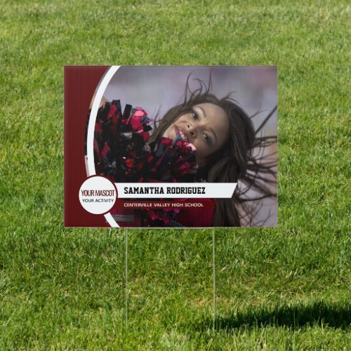 Maroon Curved Frame School Photo Sign