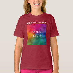 Maroon Custom Add Your Text Photo Template Girls T-Shirt